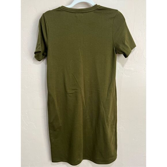Olive Green T-shirt Dress - Picture 3 of 4